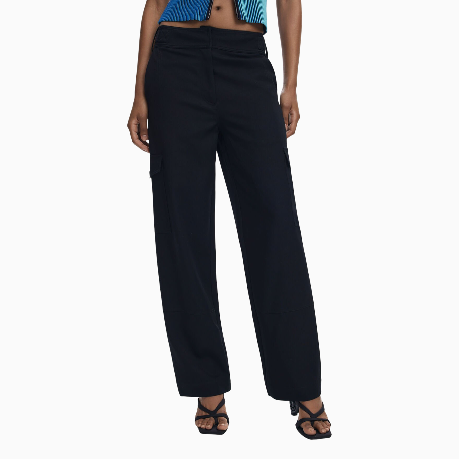 Дамски черен панталон Desigual Women Trouser 25WWPW08 Front View