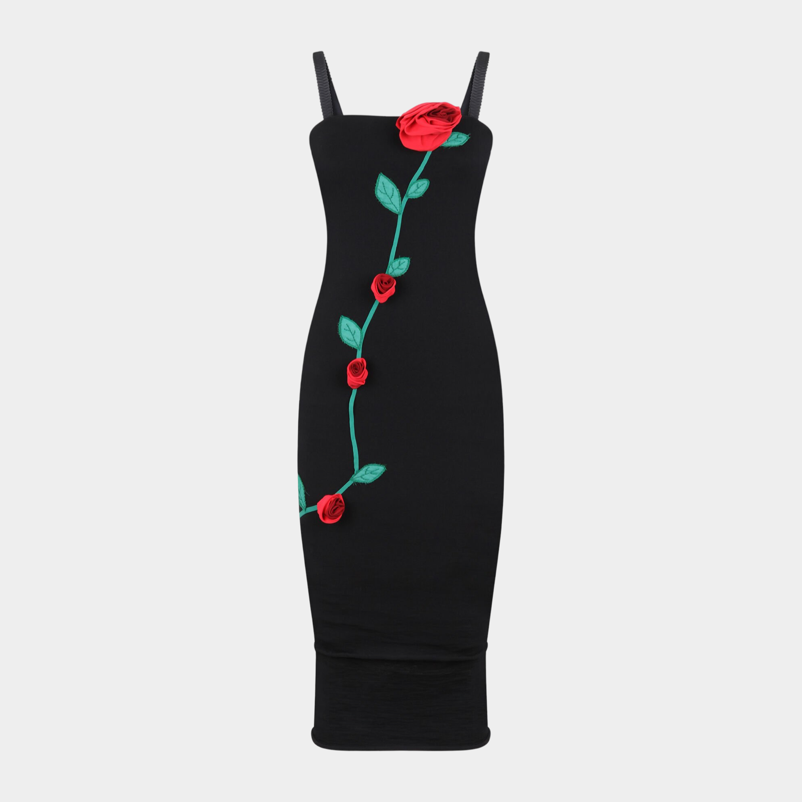 Dolce & Gabbana Wool Sheath Rose Applique Dress Front View