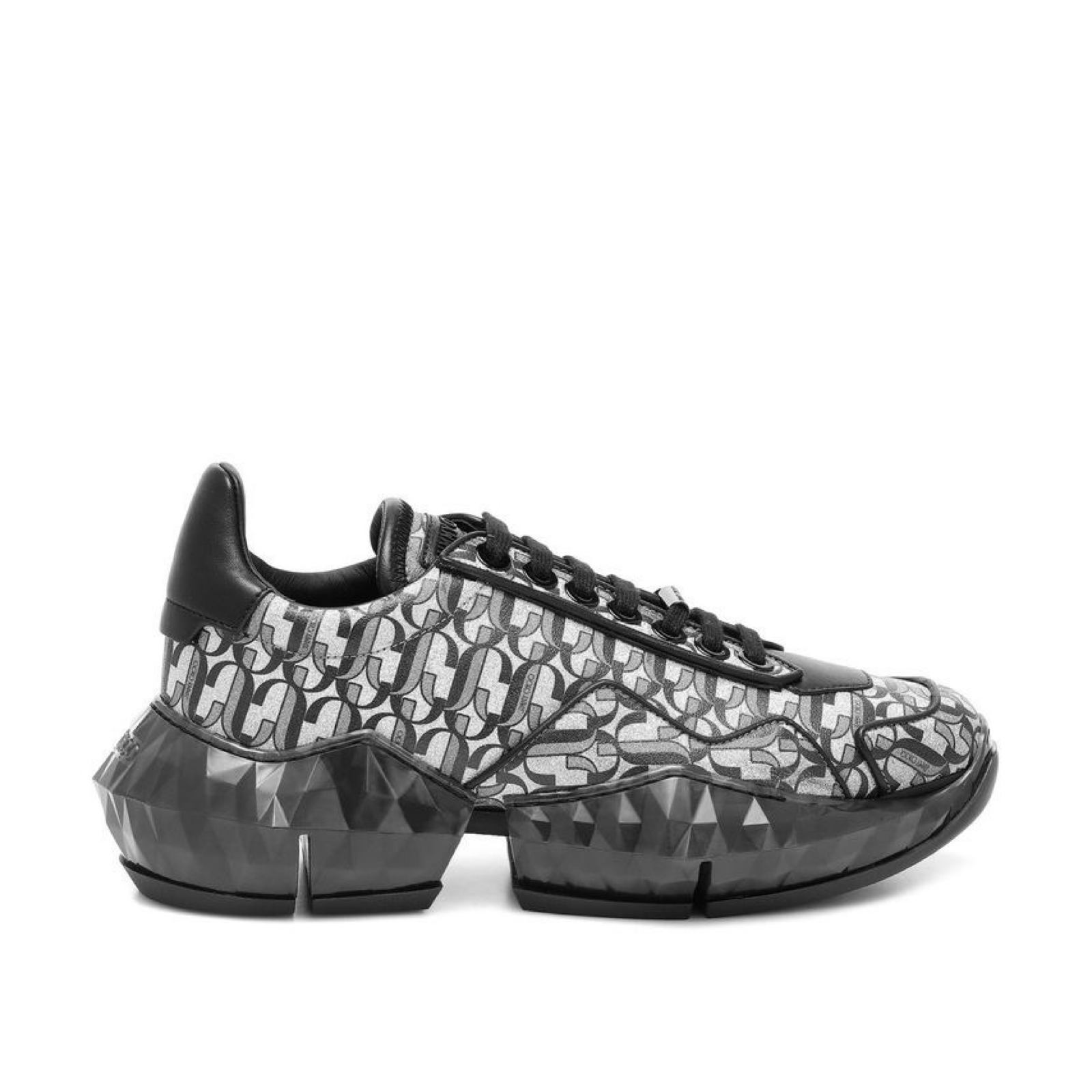 Jimmy Choo Diamond JC Monogram Glitter Women Sneakers Medial View