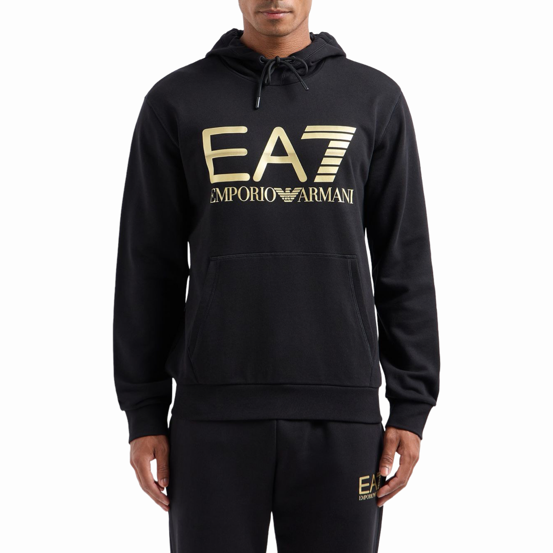 Мъжки черен суитшърт със златно лого EA7 Emporio Armani 6DPM16 PJSHZ Нова колекция