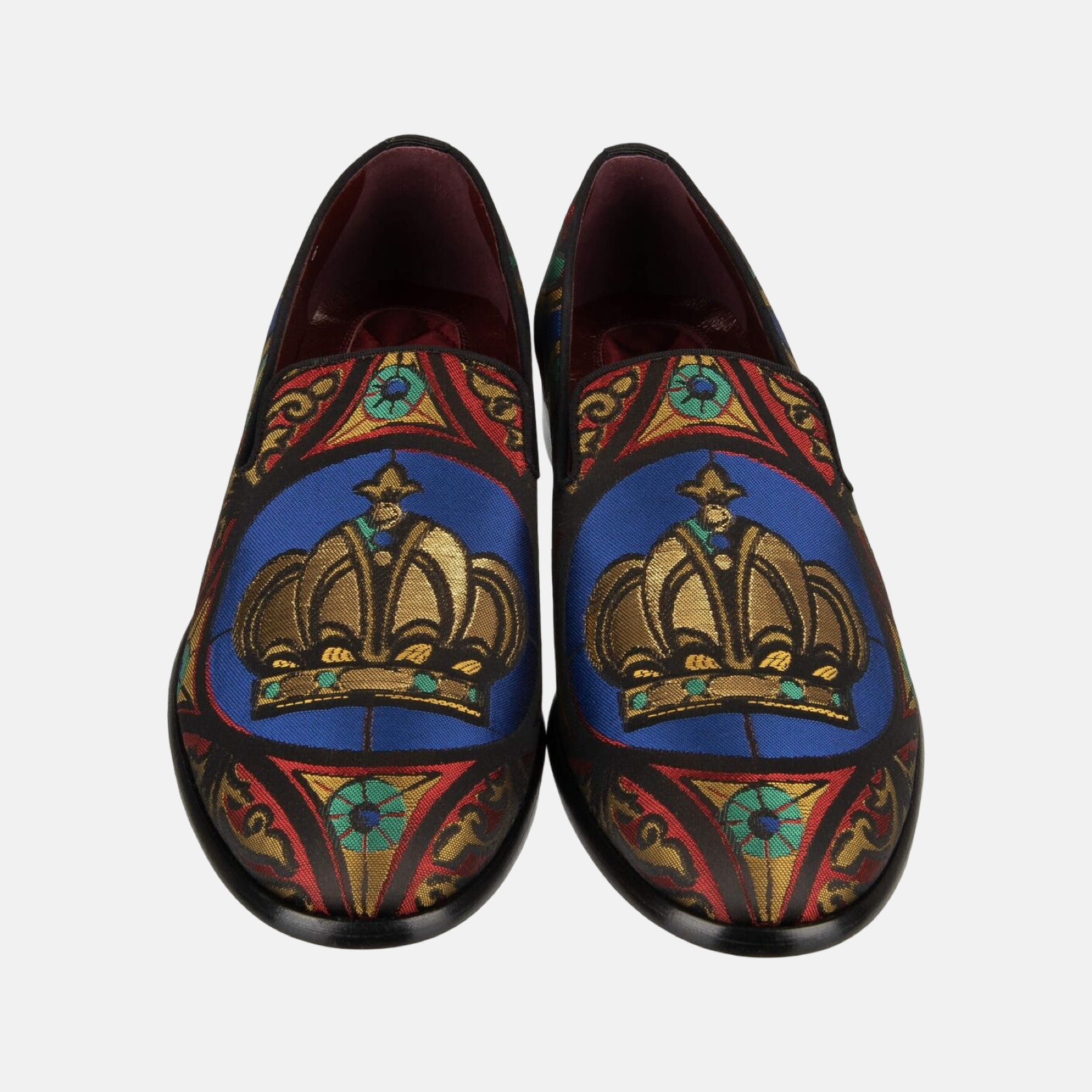Dolce & Gabbana Crown Jacquard Men Loafers Top View