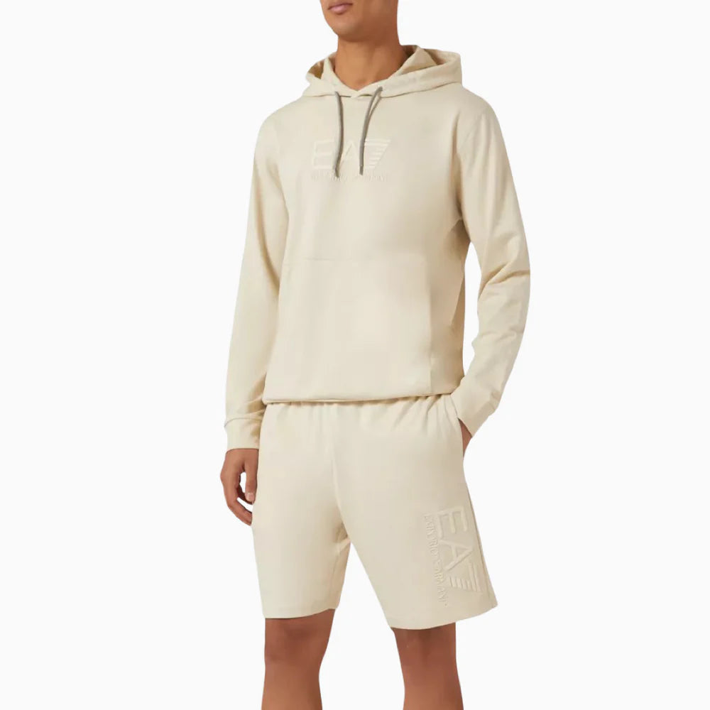 Мъжки суичър в бежово Men’s sweatshirt EA7 Emporio Armani 7M000230 AF13512 U1079 Almond milk Angled cropped body view