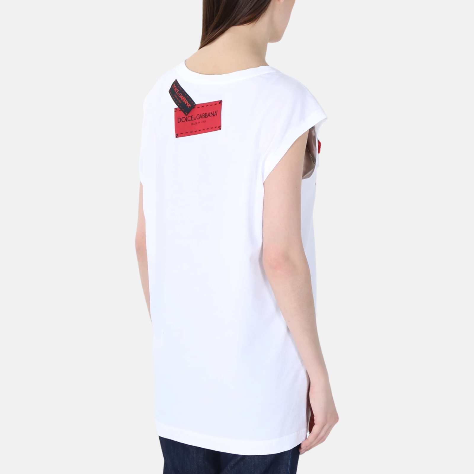 Дамски бял топ Dolce & Gabbana Floral Graphic Print Women Tank Top