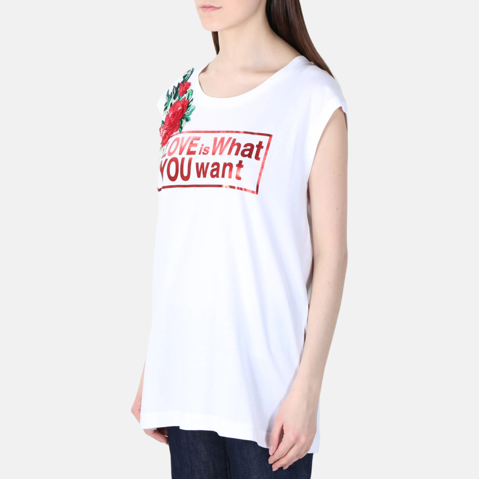 Дамски бял топ Dolce & Gabbana Floral Graphic Print Women Tank Top