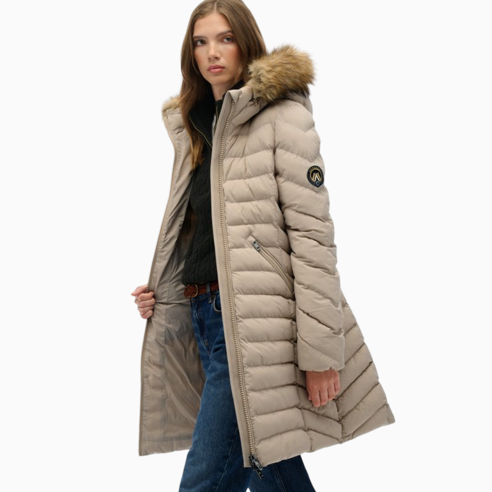 Дамско бежово яке Superdry Women Jacket W5011999A Side View