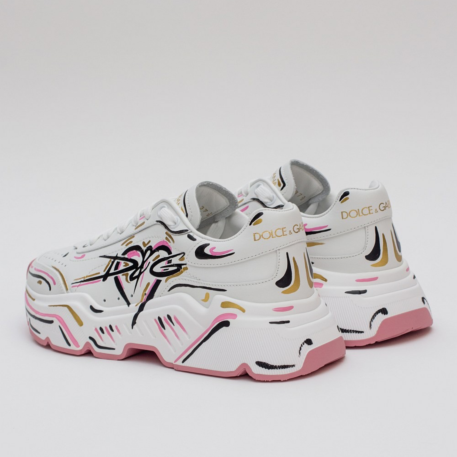 Dolce & Gabbana Daymaster Hand Painted Women Sneakers Medial View