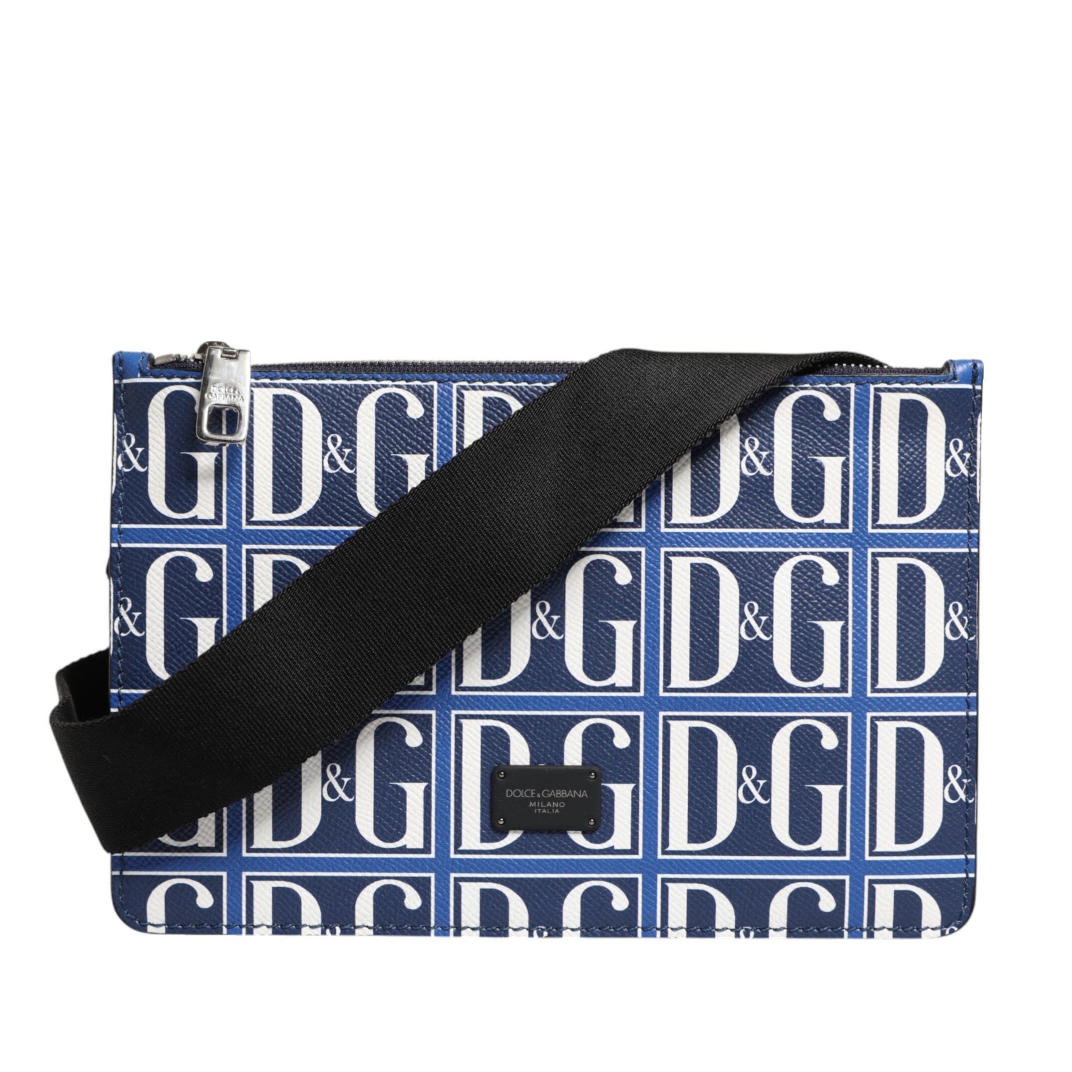 Мъжка чанта Men’s DG logo leather crossbody bag DOLCE & GABBANA BM1730 AA393 Blue and White