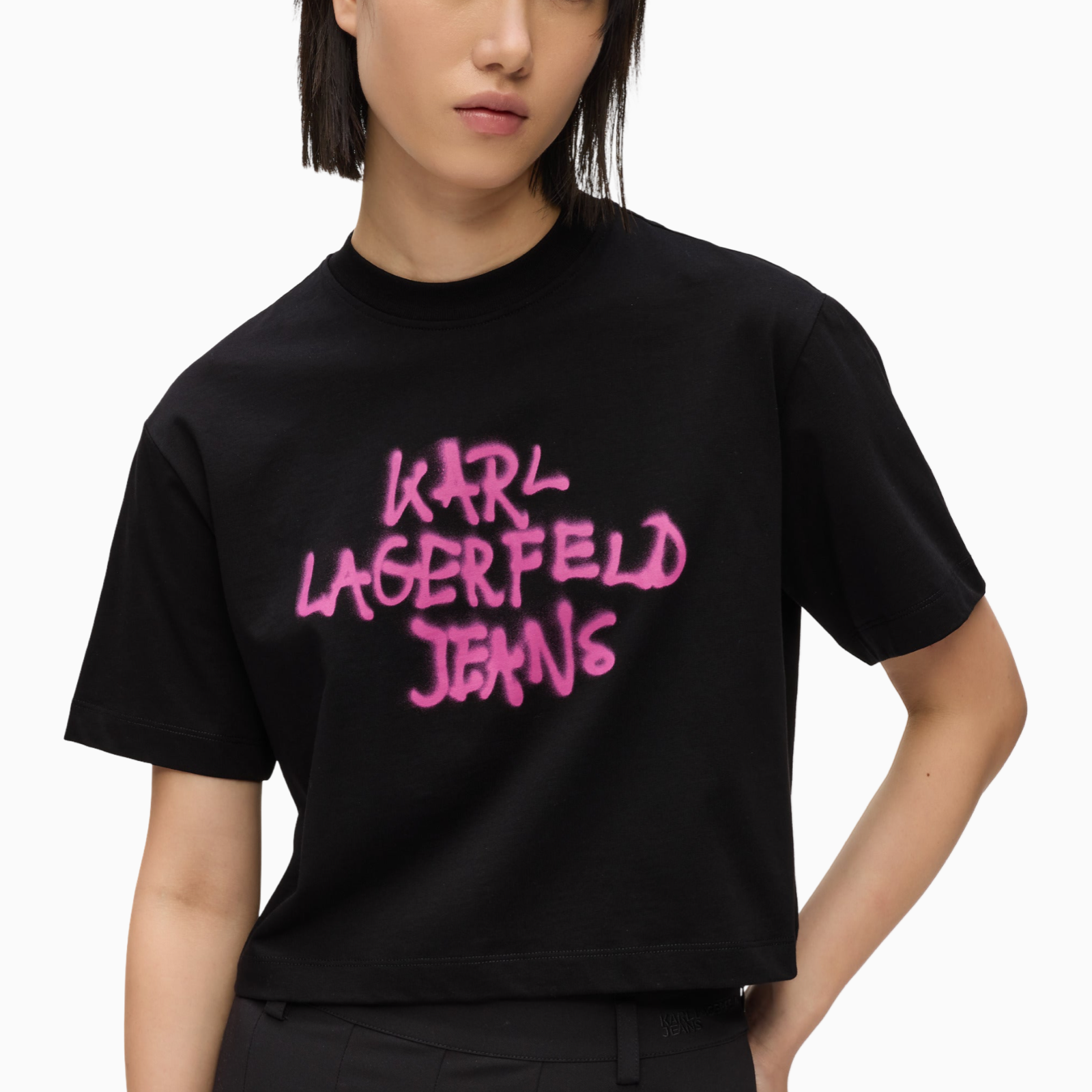 Дамска черна тениска Karl Lagerfeld Jeans Women Jeans B1W17054 999 Close-Up