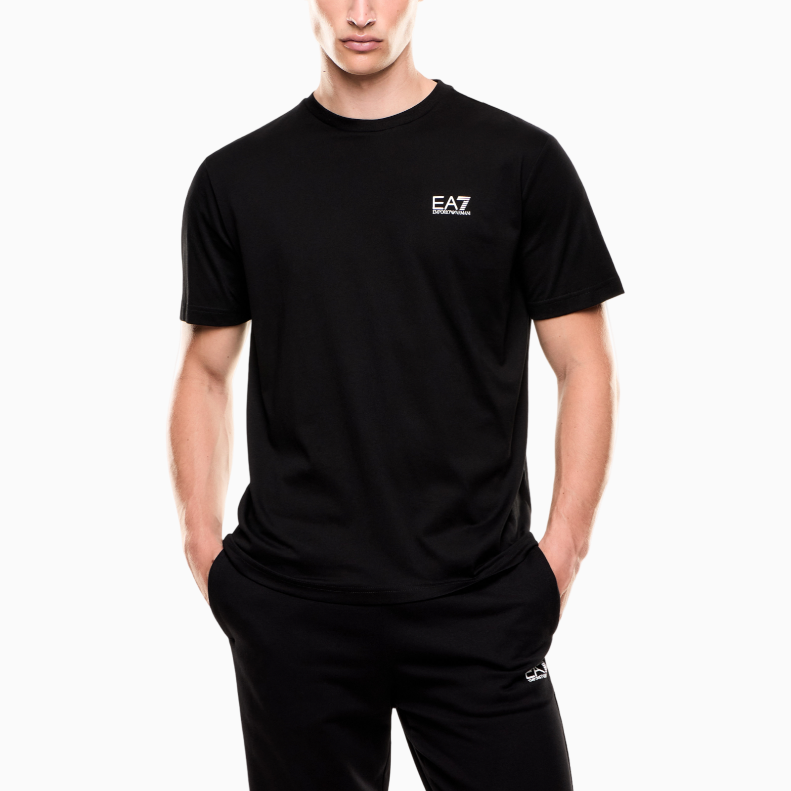 Мъжка черна тениска EA7 Emporio Armani Men T-shirt 7M000567 AF10375 MC001 Front View