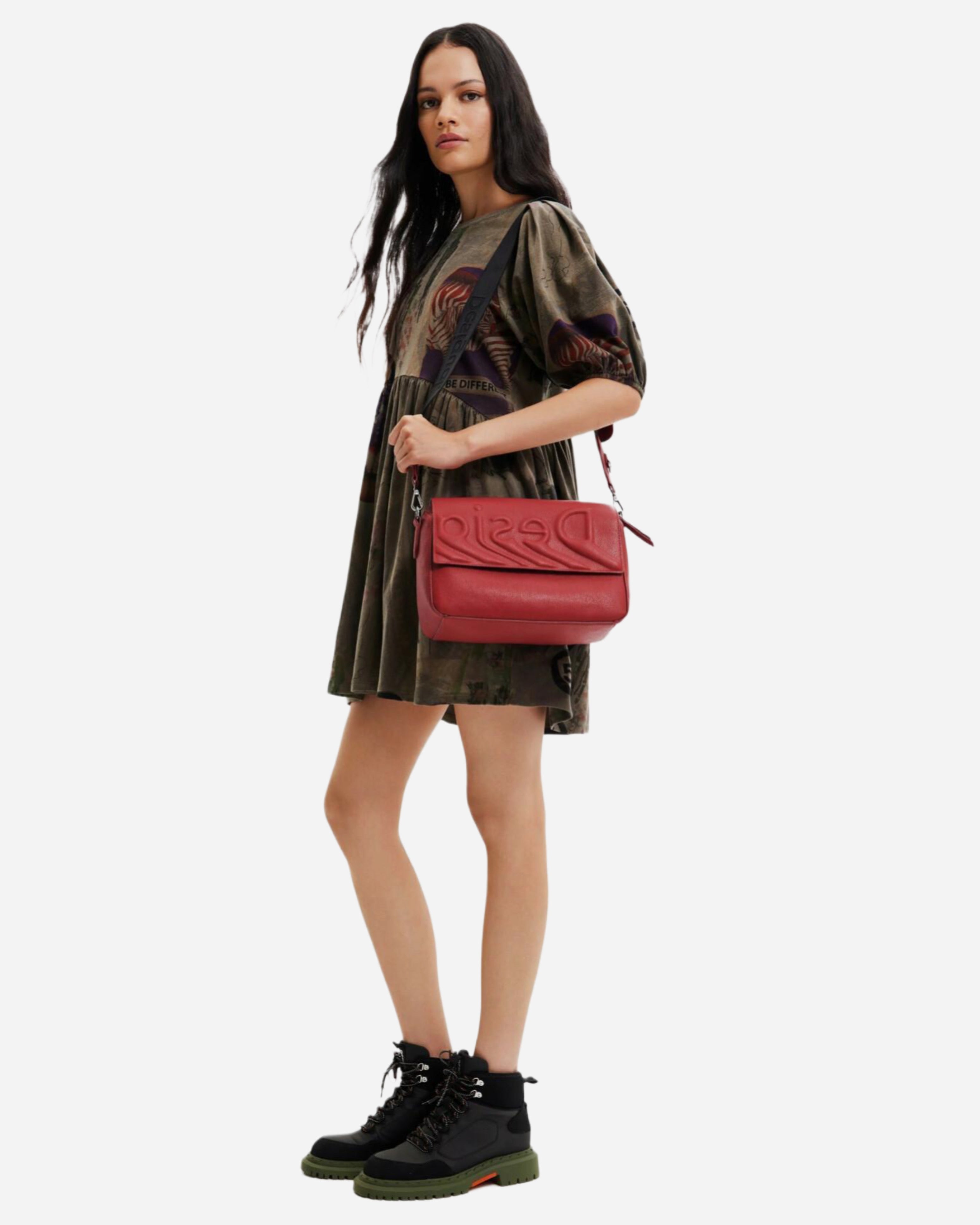 Women’s shoulder bag Desigual Psico Logo Phuket Straight 22WAXPA8 3000 Red