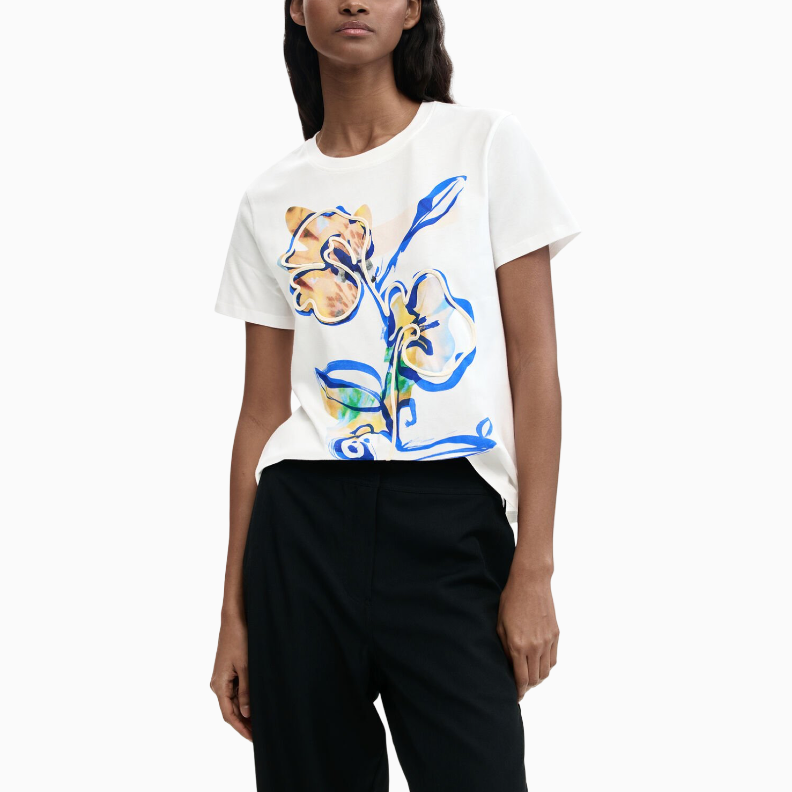 Дамска тениска Desigual Women T-shirt 26SWTK38 1000 Front View