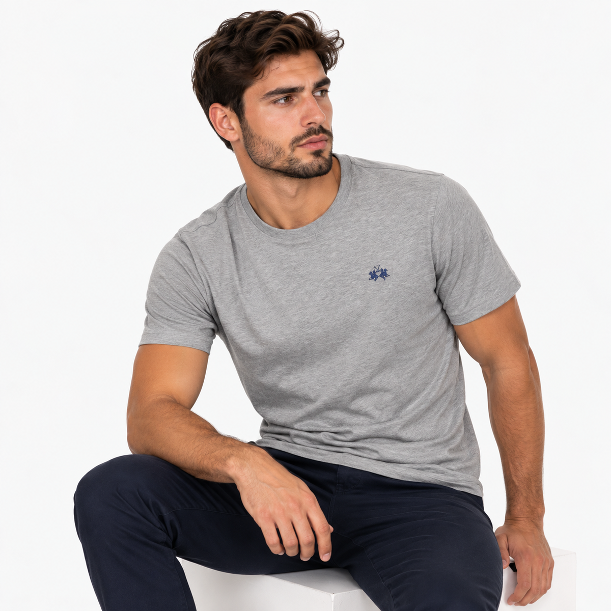 Мъжка сива тениска La Martina Men T-shirt CCMR04JS206 0100 Front View