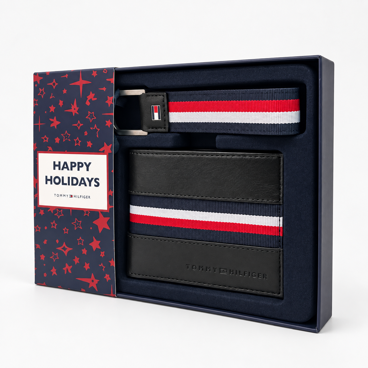 Подаръчен комплект портфейл и ключодържател Men's gift box wallet & key ring Tommy Hilfiger AM0AM03939 901 angled view