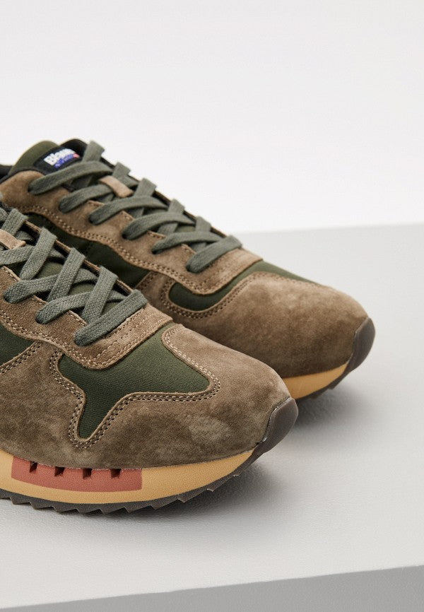 Men_s_sneakers_Blauer_F6QUEENS01WAX Olive Green/Taupe/Brown/Bordeaux/Orange toe view
