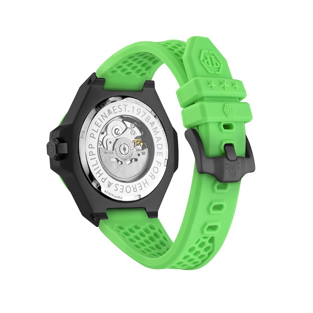 Мъжки часовник Men’s watch Philipp Plein Skeleton Royal Automatic Lime Inferno PWPFA0624 back view