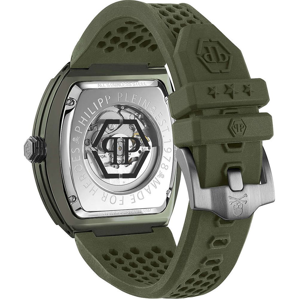 Мъжки часовник Men’s watch Philipp Plein The Skeleton Automatic PWVBA0223 Military Green Back view