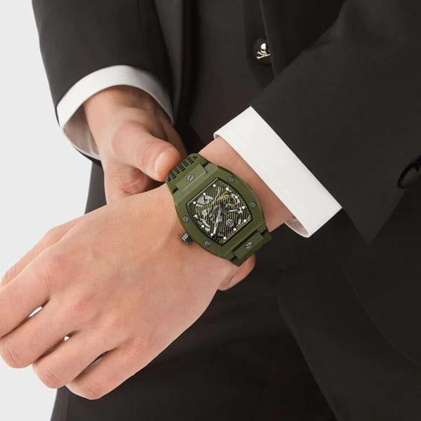 Мъжки часовник Men’s watch Philipp Plein The Skeleton Automatic PWVBA0223 Military Green Lifestyle view