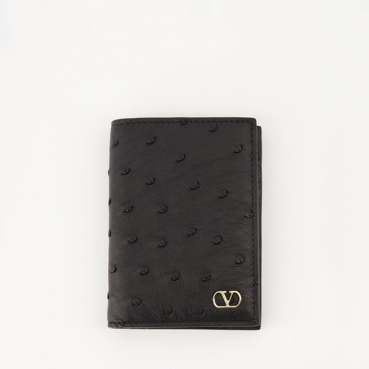 Ostrich leather Cardholder Valentino Garavani
7Y2P0AP1RJA Black front view