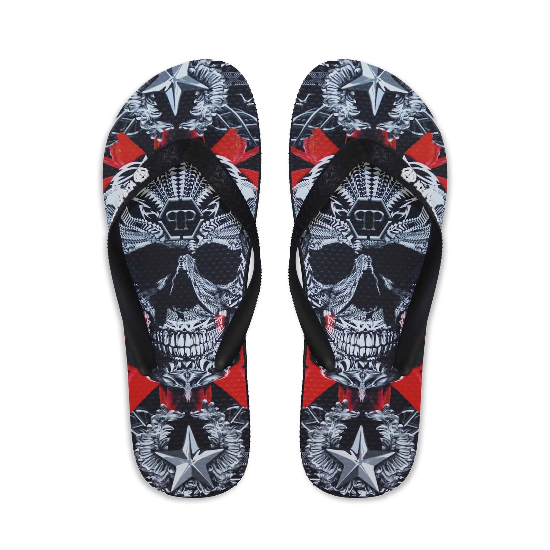 Мъжки джапанки Men's flip-flops Philipp Plein IMPS900 BLACK/MULTI top view