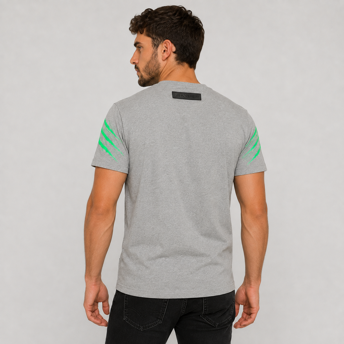 Мъжка сива тениска Plein Sport Men T-shirt TIPS102IT 94GR Back View