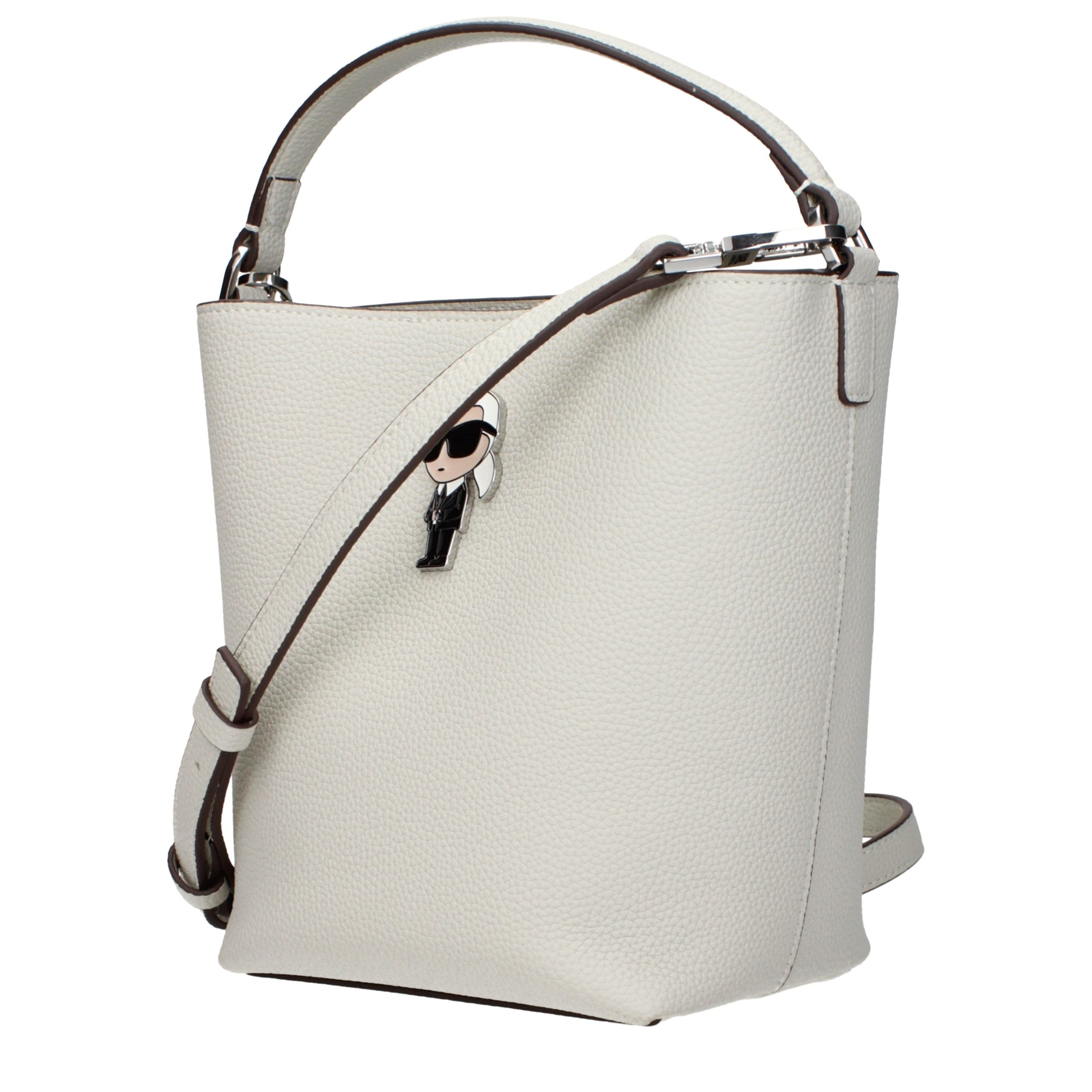 Дамска чанта за ръка Women’s IKON pebble bucket 2GL Karl Lagerfeld BSW300342GL Off White angled view