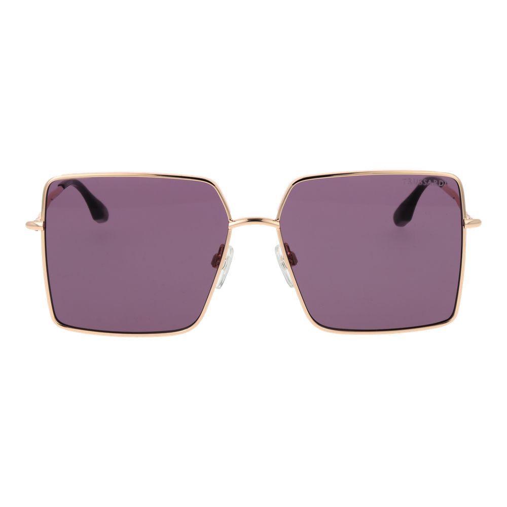 Дамски слънчеви очила Women’s metal sunglasses Trussardi TSW3010 04A Golden with Purple lenses front view