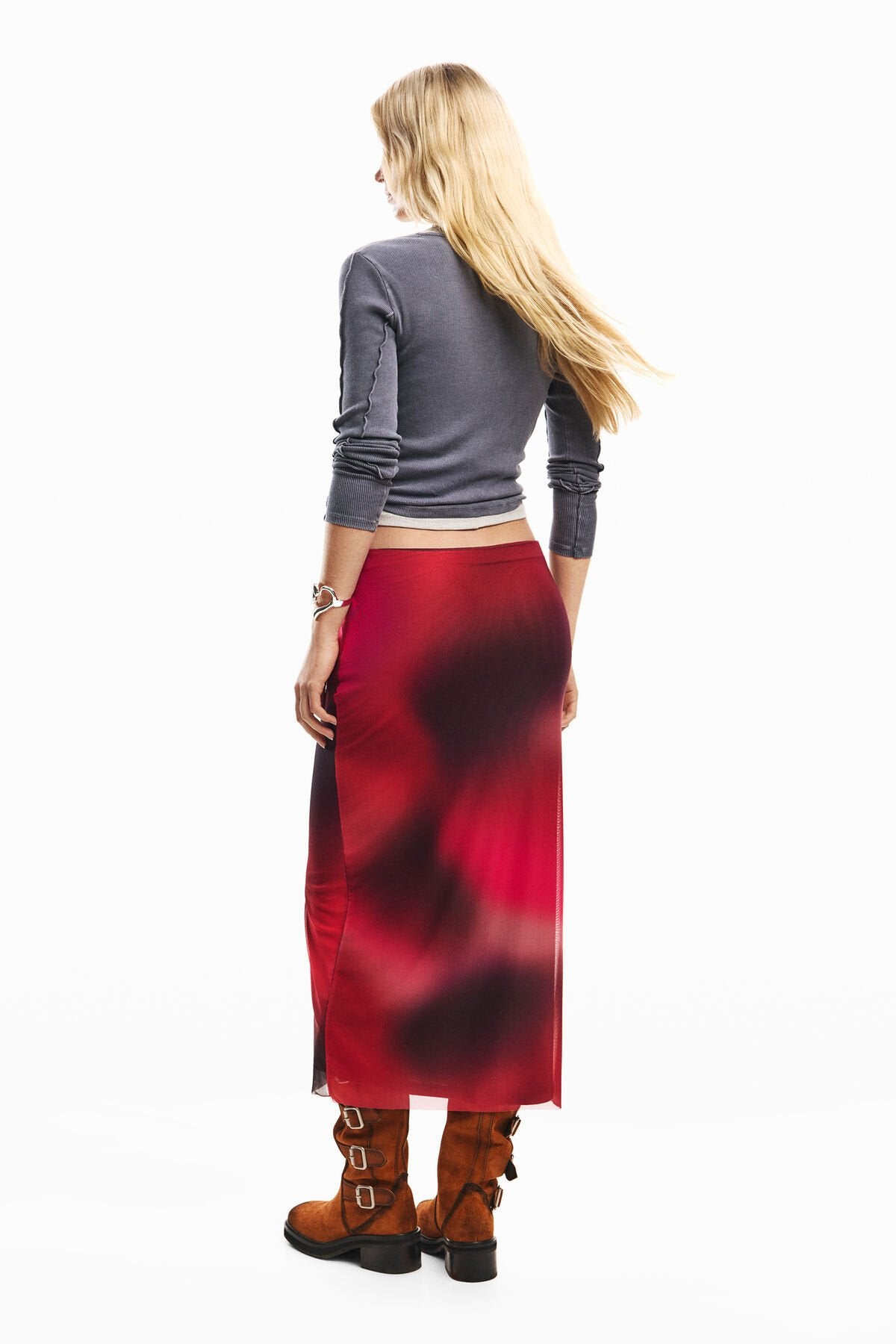Дамска пола от тюл Women’s midi tulle skirt Desigual 26SWFK023098 back view