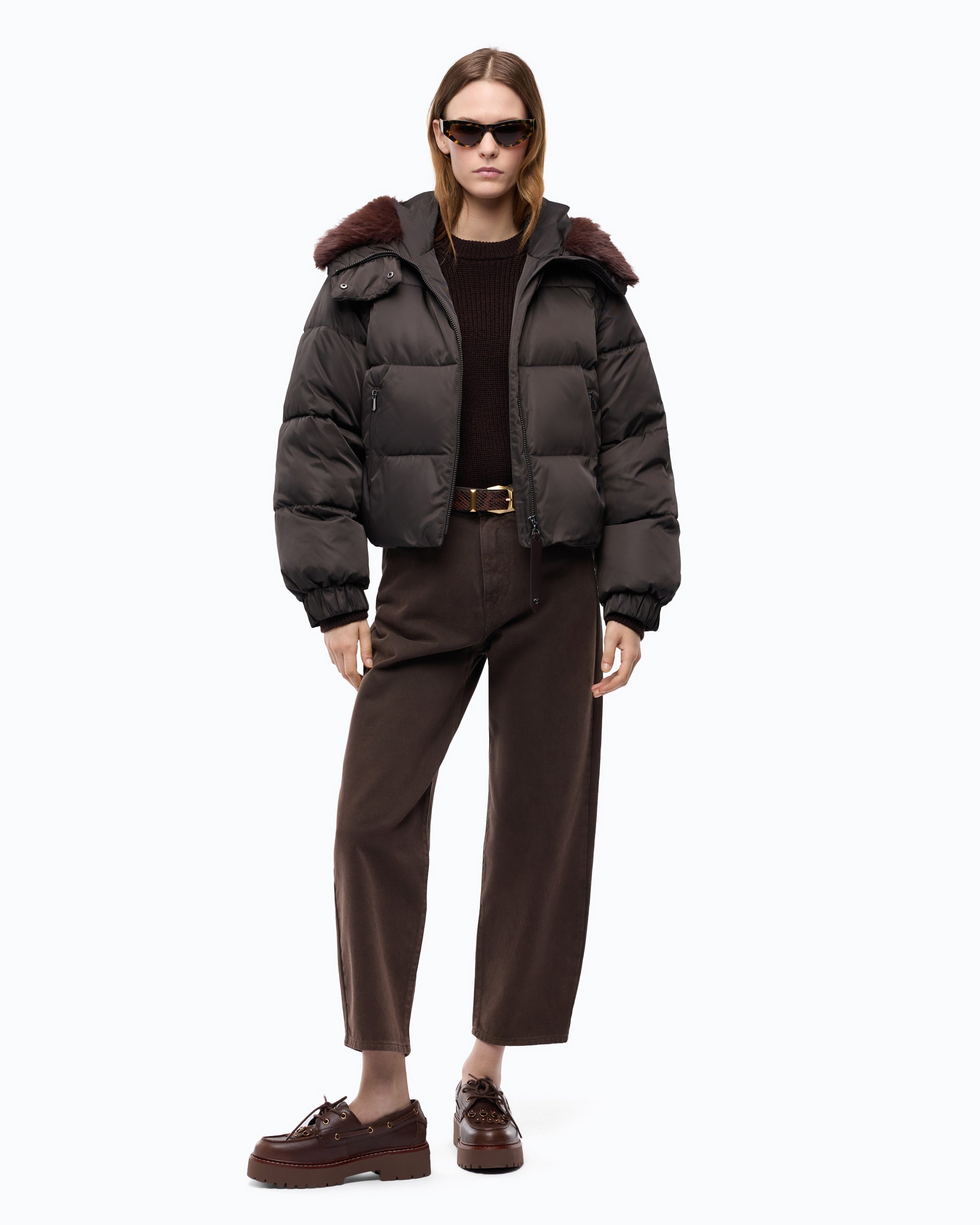 Дамско яке Women’s padded down jacket Pinko Godetia 107183A2Y0 M04 Dark Brown head to toe view