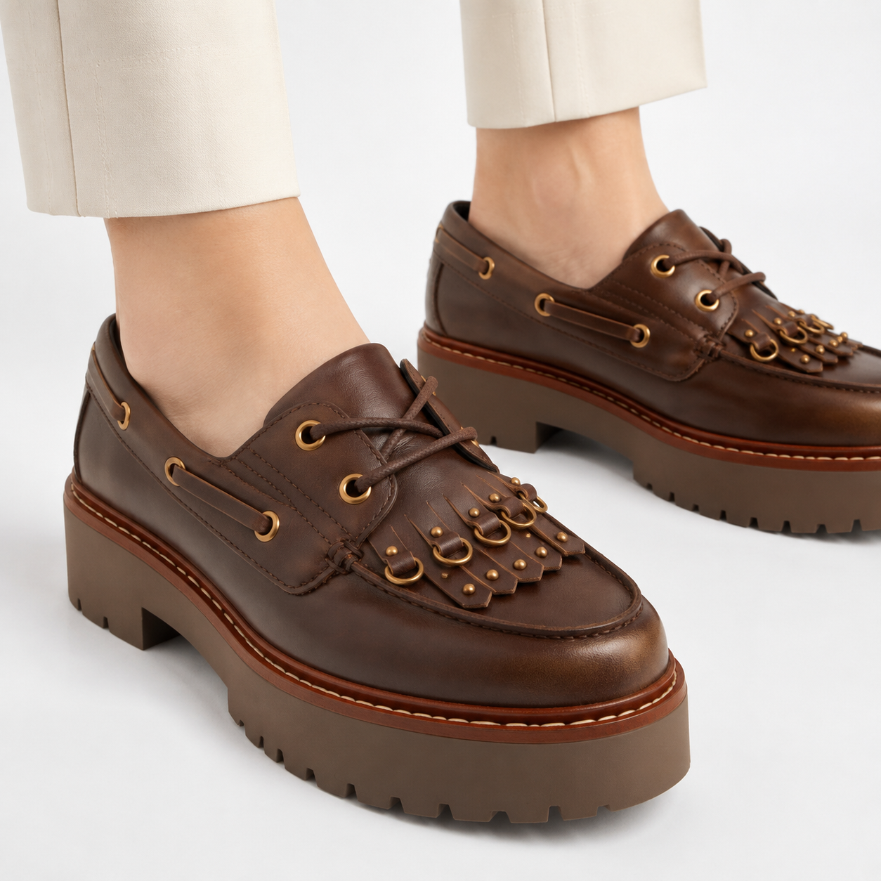 Дамски мокасини Women’s platform loafers Pinko Margaret 01 SD0561P056 L72 Brown