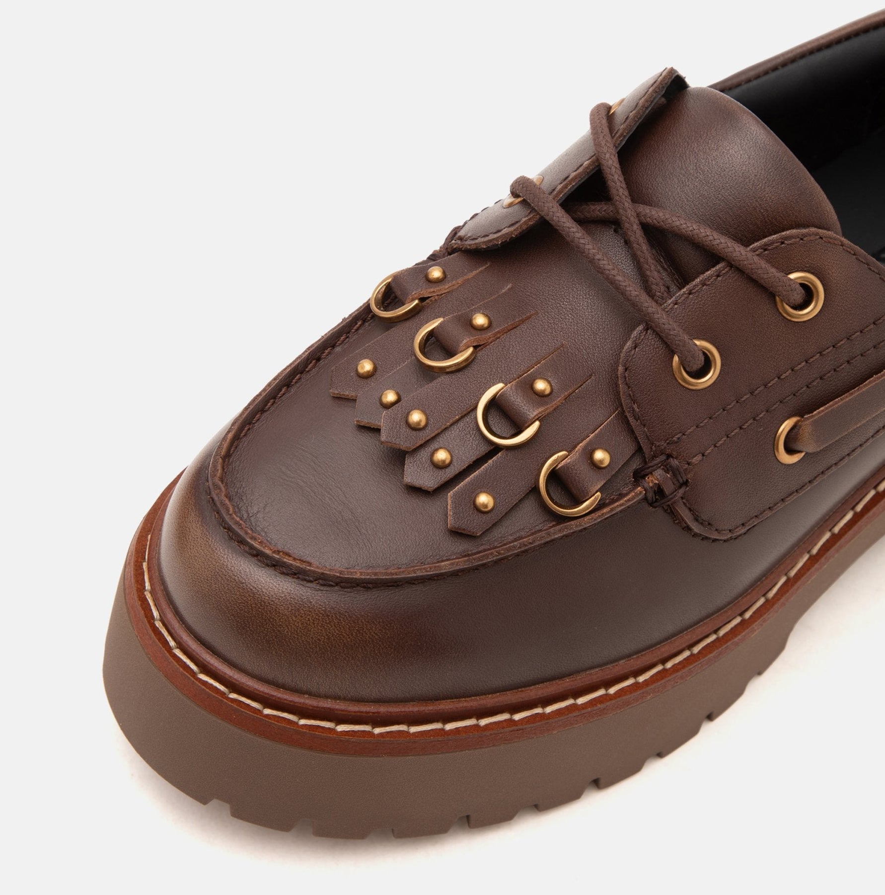 Дамски мокасини Women’s platform loafers Pinko Margaret 01 SD0561P056 L72 Brown toe view