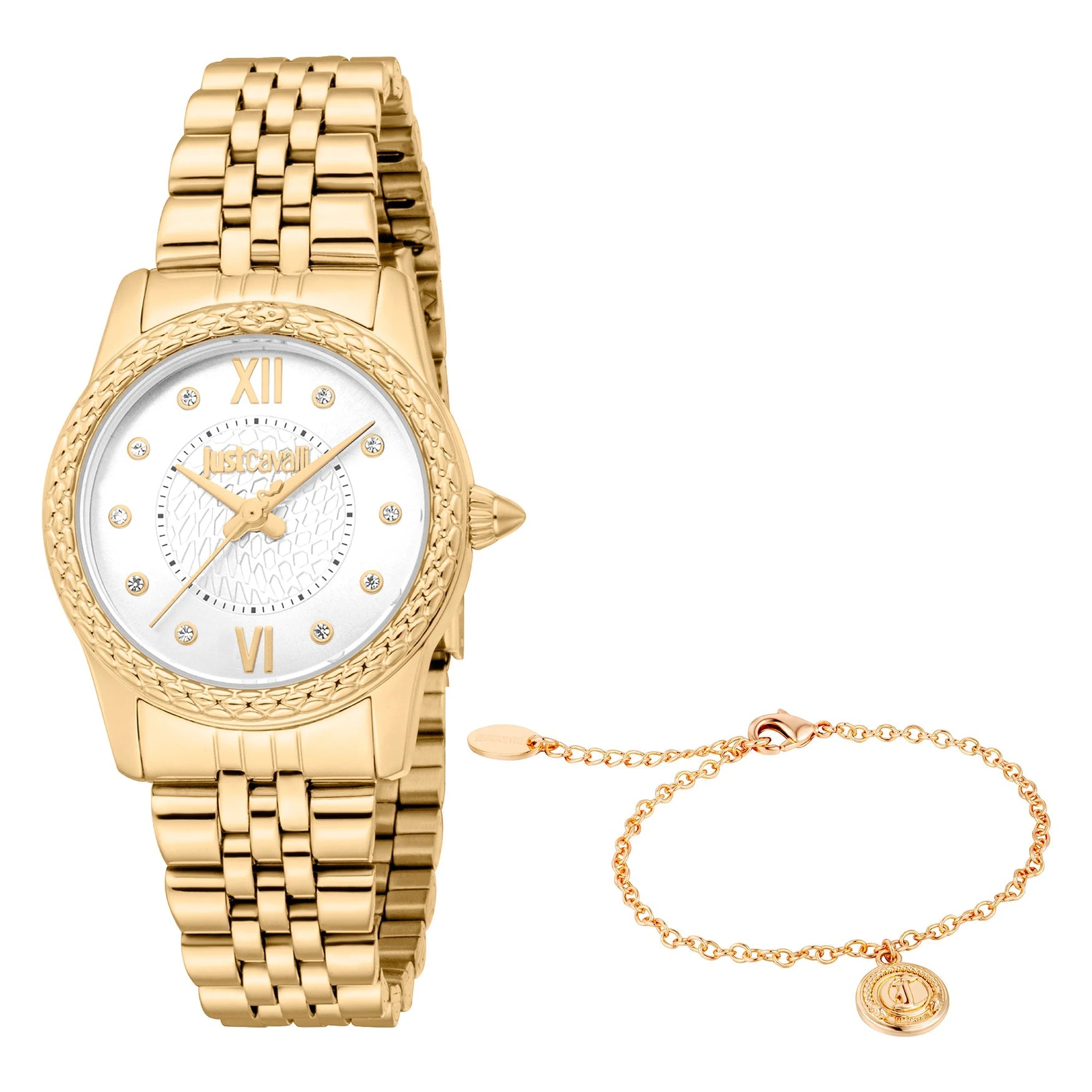 Дамски часовник Women’s set watch + bracelet Just Cavalli Sublime Animalier JC1L360M0055 Gold front view