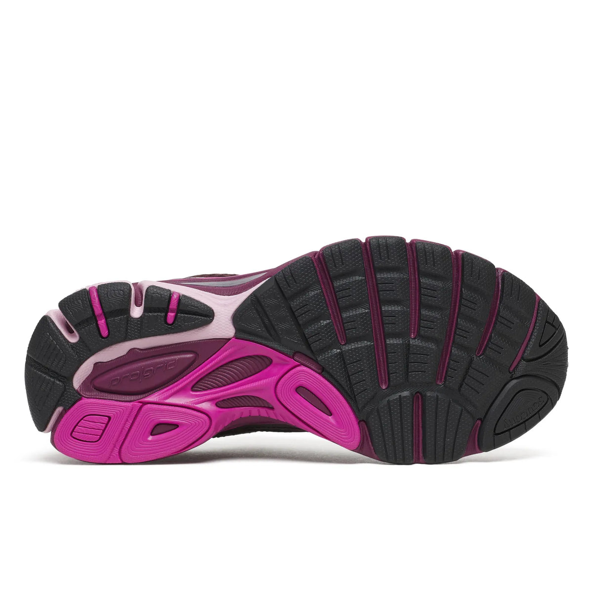 Pantofi sport pentru femei Saucony Progrid Guide 7 S101493-1050 (maro sirop / Mulberry / alb murdar) Vedere talpă exterioară