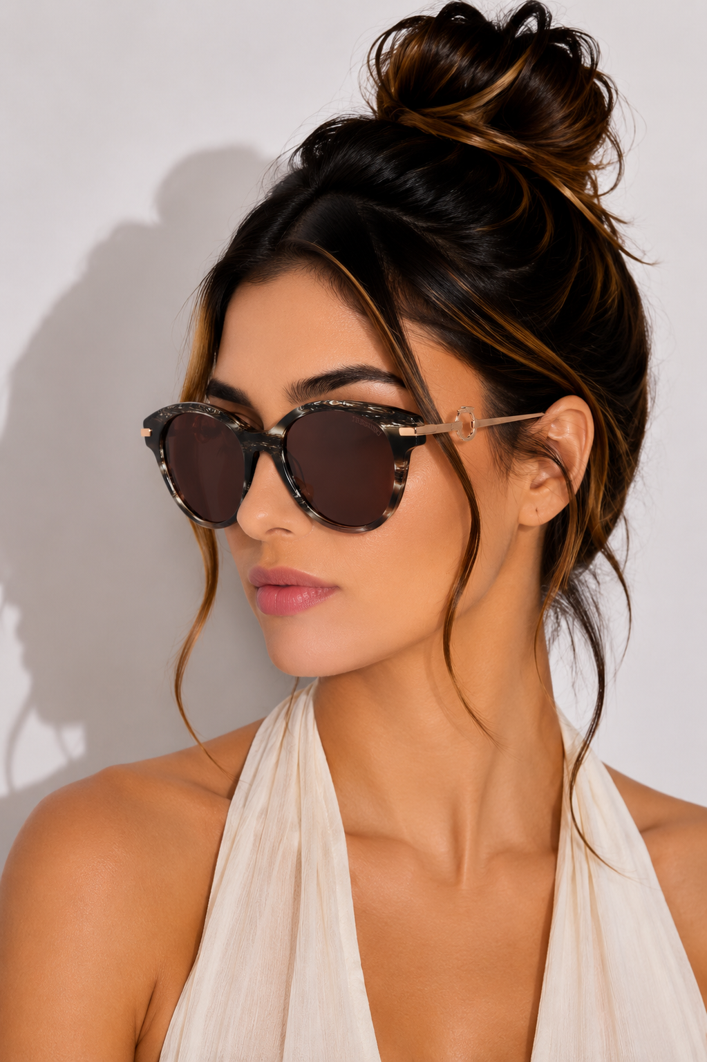 Дамски слънчеви очила Women’s sunglasses Trussardi TSW9025 E01 Brown lifestyle view