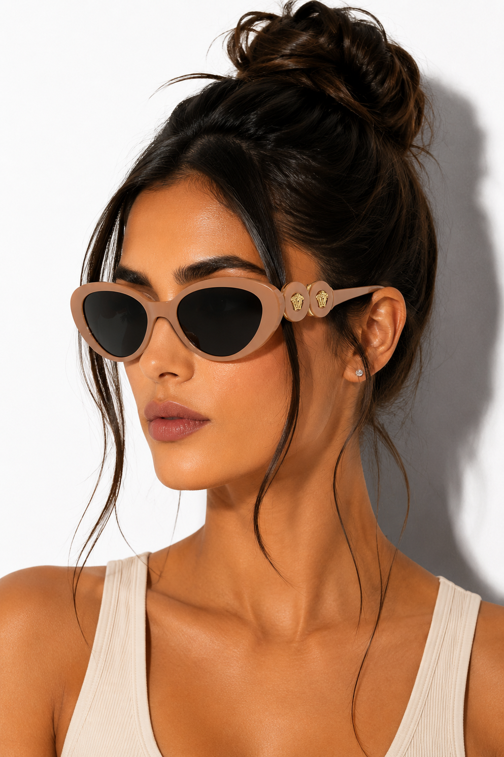 Дамски слънчеви очила Women’s sunglasses VERSACE VE4433U538387 Brown lifestyle view