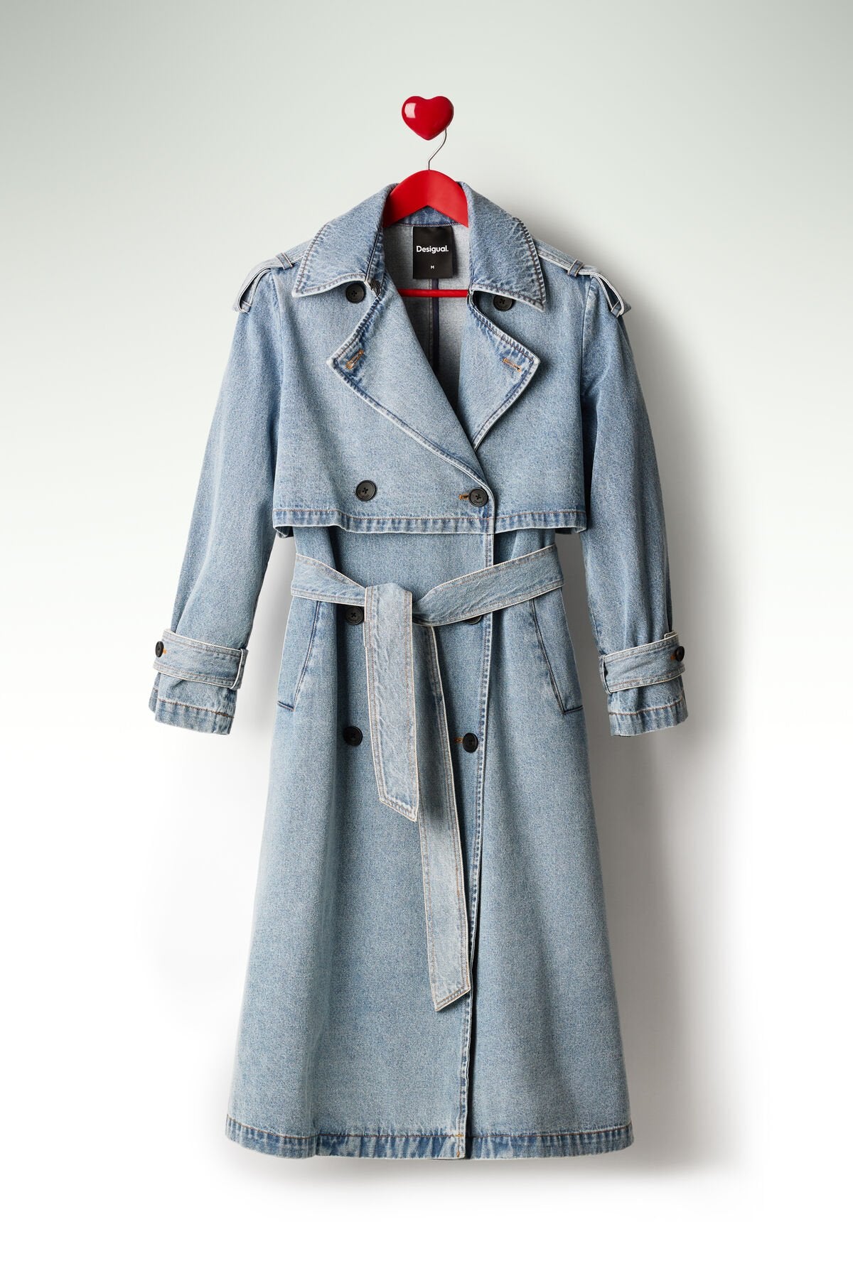 Дамски тренчкот шлифер Women’s trench coat Desigual 26SWED175007 light blue denim on hanger view