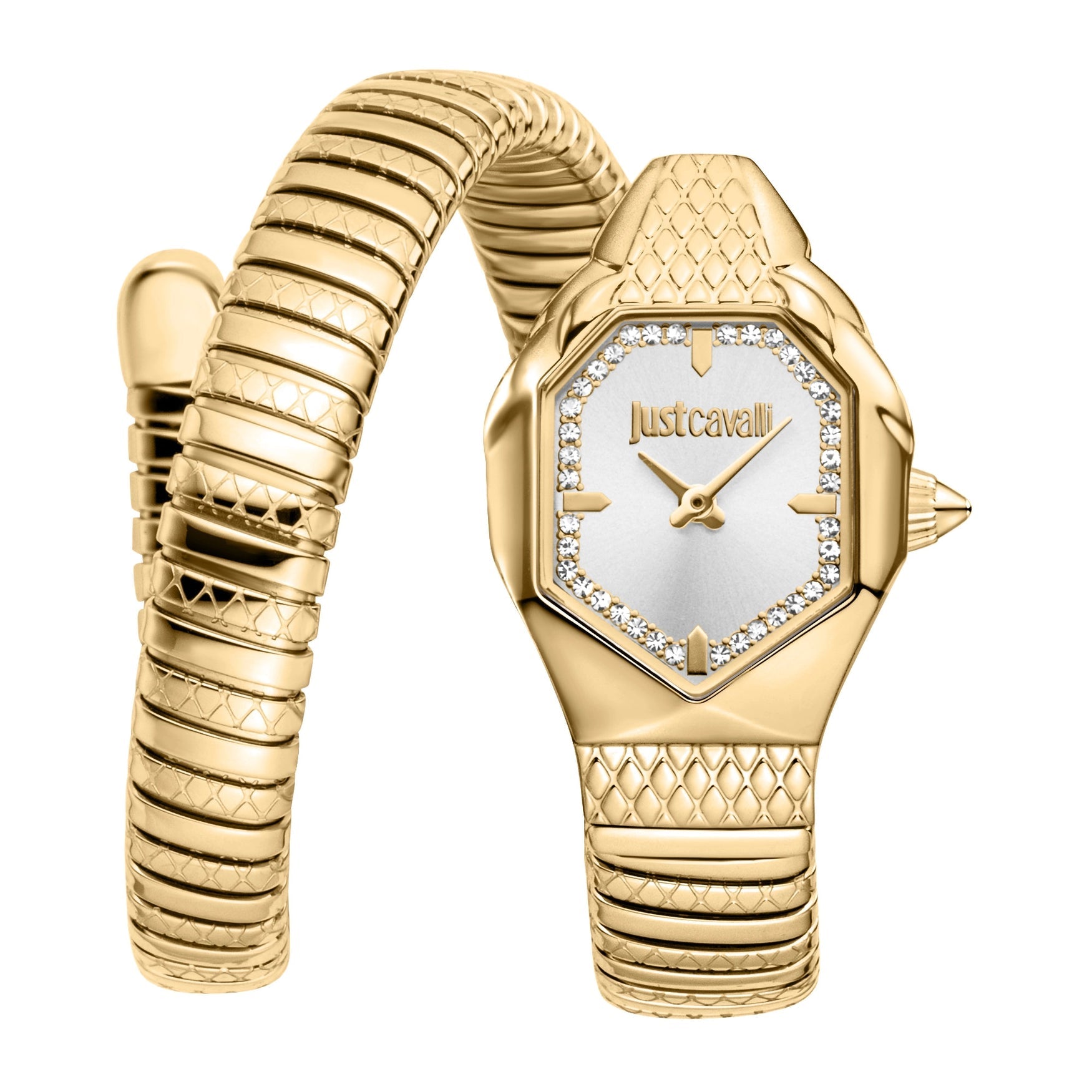 Дамски часовник Women’s watch Just Cavalli Signature Snake Aria JC1L369M0035 Yellow Gold front view