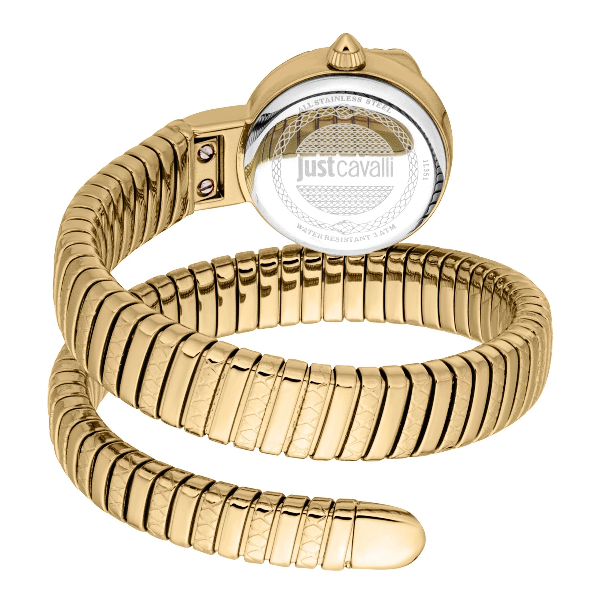 Дамски часовник Women’s watch Just Cavalli Signature Snake Sirena JC1L351M0025 Yellow Gold Silver back view