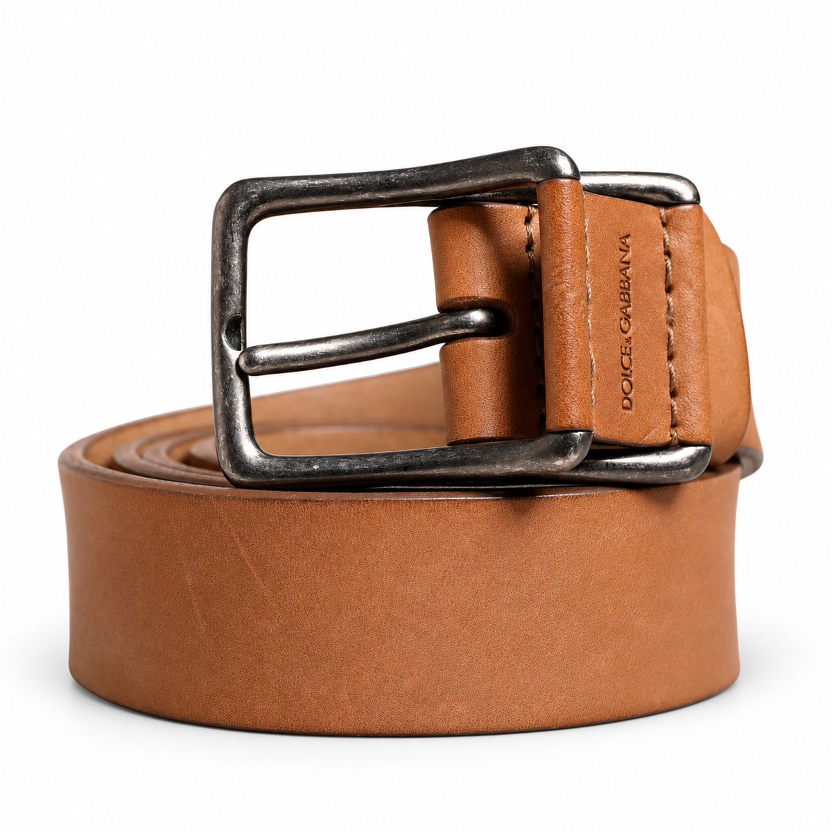 Men's belt Dolce & Gabbana SKU: BC3953 A1203 80999 front coiled view
