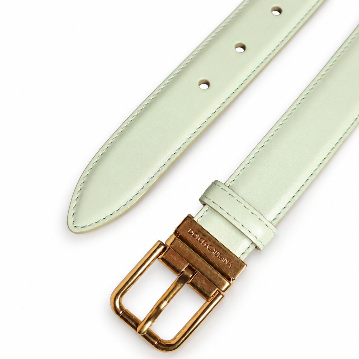 Dolce & Gabbana Light Green Leather Gold Metal Buckle Belt - BE1390 AW530 - view 5