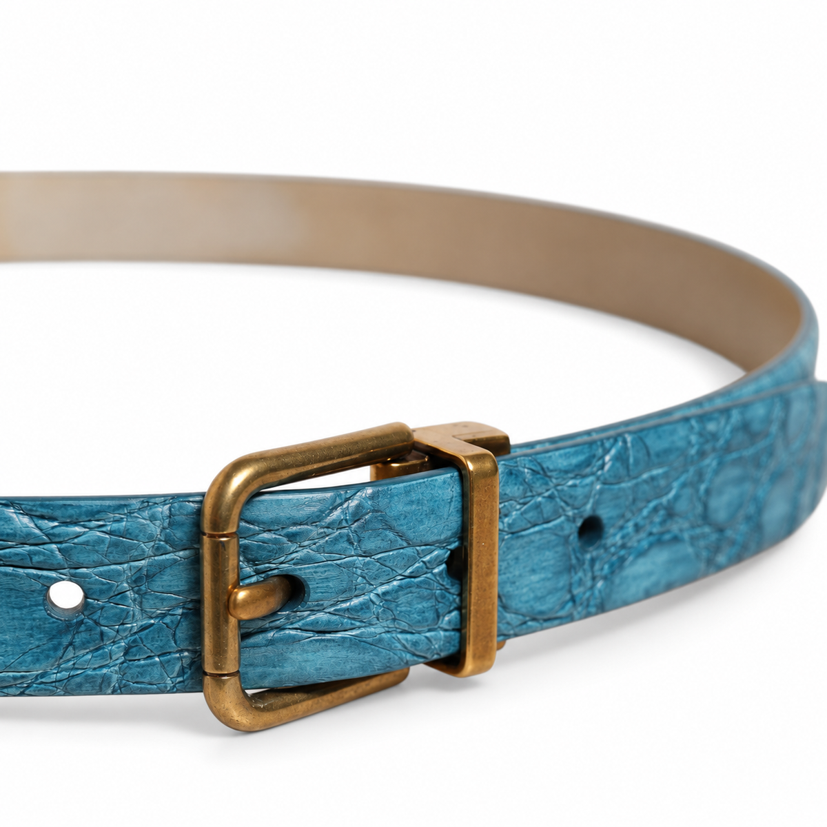 Dolce & Gabbana Blue Leather Classic Gold Metal Buckle Belt - BC4216 A2110 - view 4