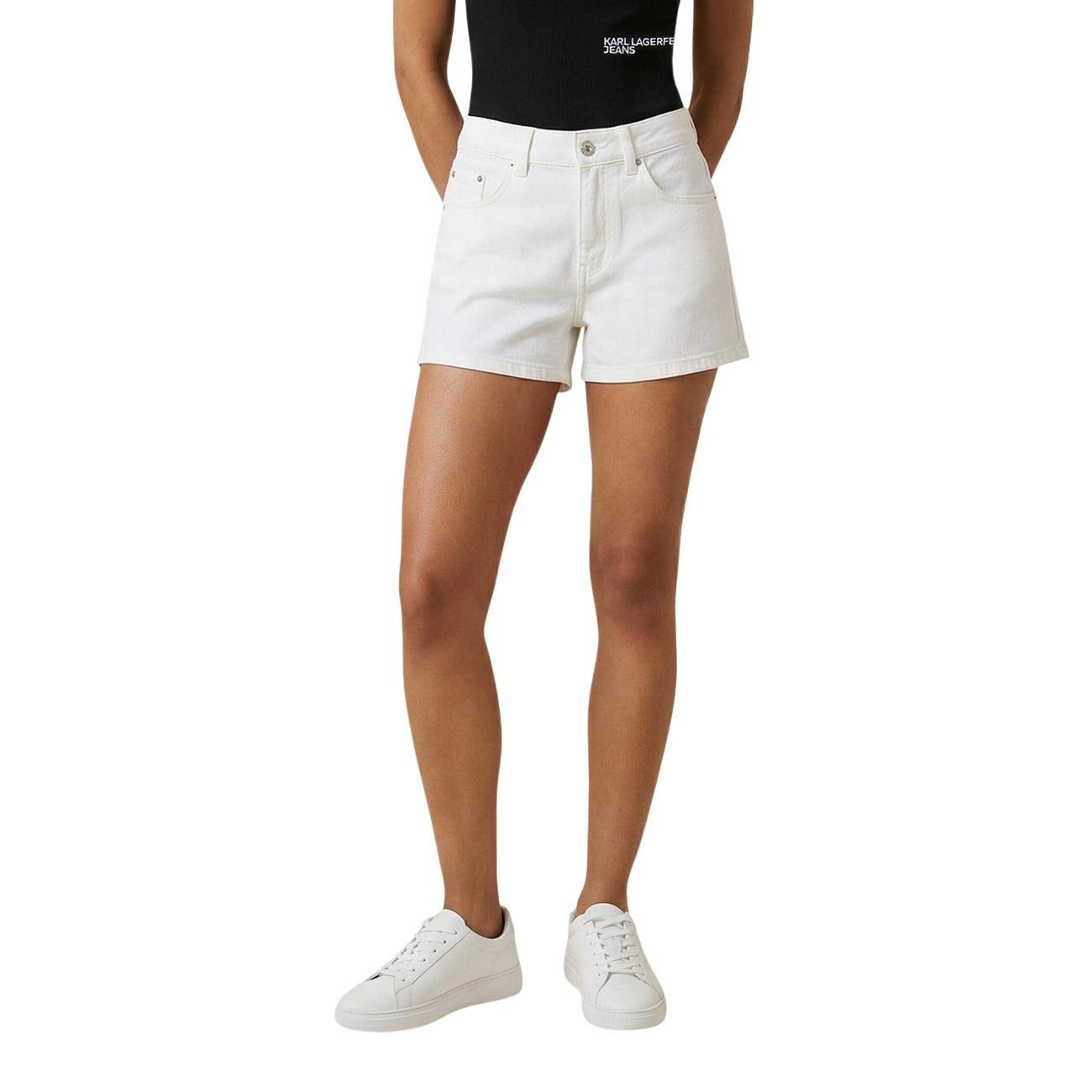 Дамски дънкови къси панталони Karl Lagerfeld Jeans Women Denim Shorts B2W10066 100 Front View