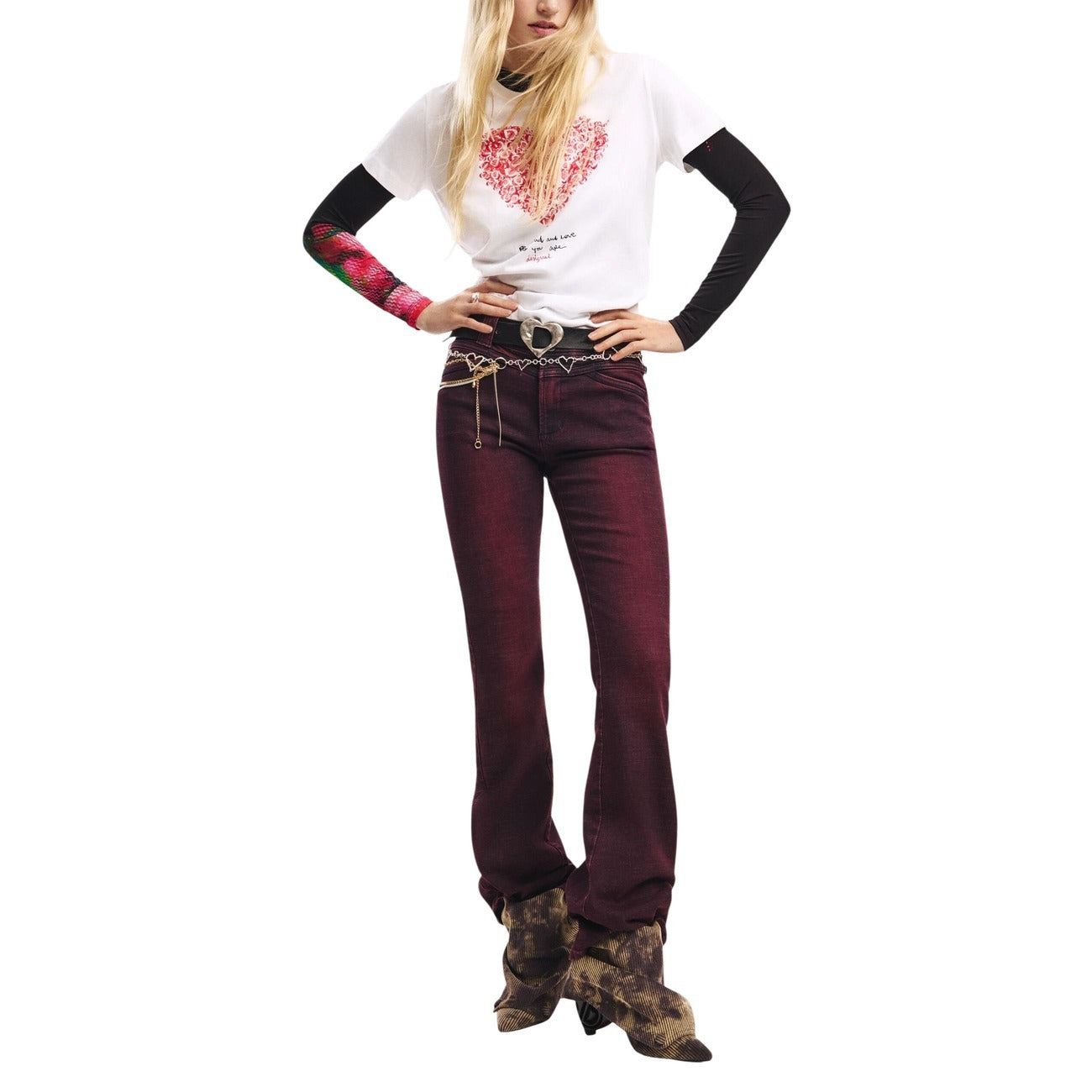 Дамска бяла тениска Desigual Women T-shirt 26SWTK06 1000 Front View