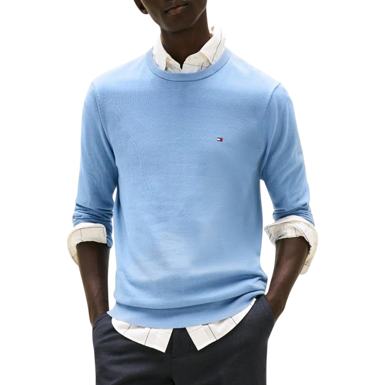 Мъжки син пуловер Tommy Hilfiger Men Sweater MW0MW39999 Front View
