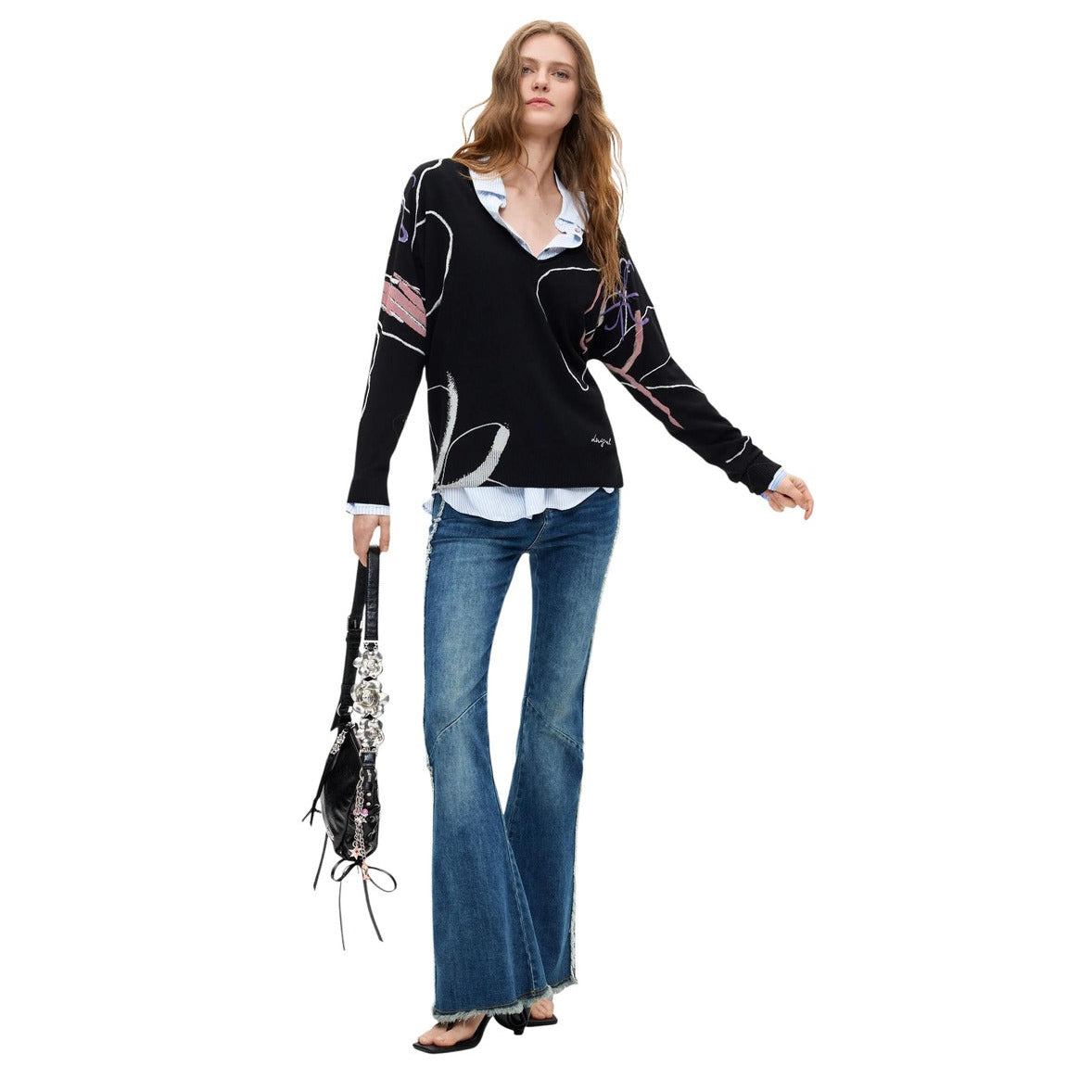 Дамски пуловер Desigual Women Sweater 26WWJF29 2000 Front View
