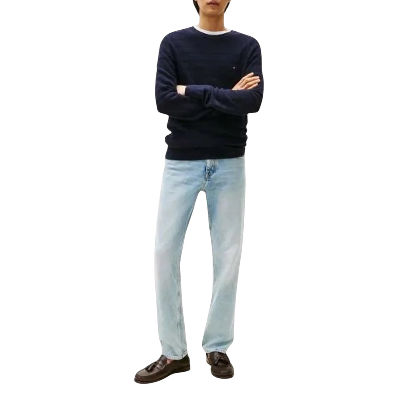 Мъжки син пуловер Tommy Hilfiger Men Sweater MW0MW39535 Front View