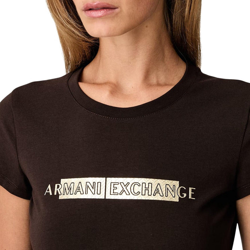 Дамска кафява тениска Armani Exchange Women T-shirt XW002811 AF16294 U6032 Close-Up