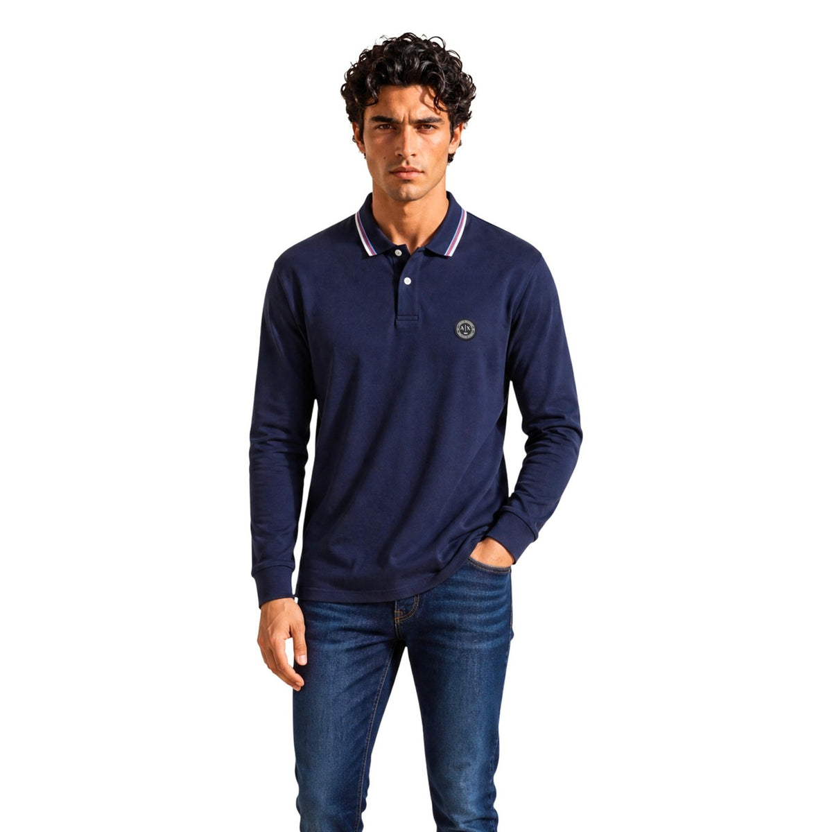 Мъжка поло блуза Armani Exchange Men Long Sleeve Polo XM003427 AF13026 UB101 Front View