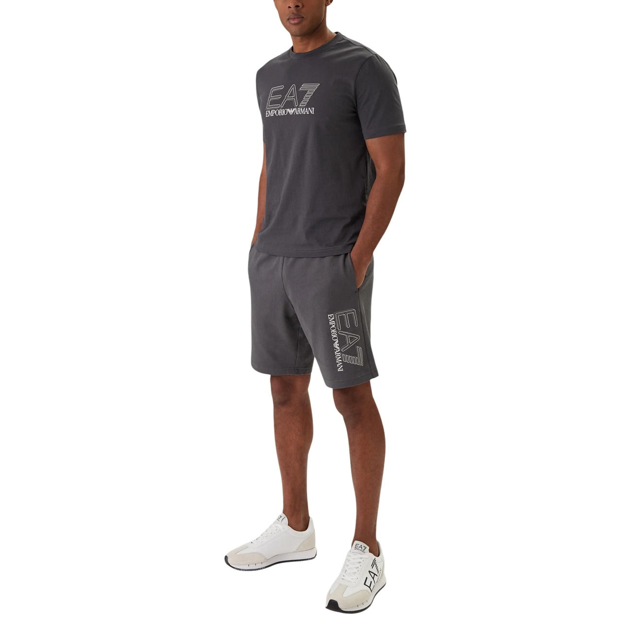 Мъжки сиви къси панталони EA7 Emporio Armani Men Shorts 7M001315 AF13512 U8086 Side View