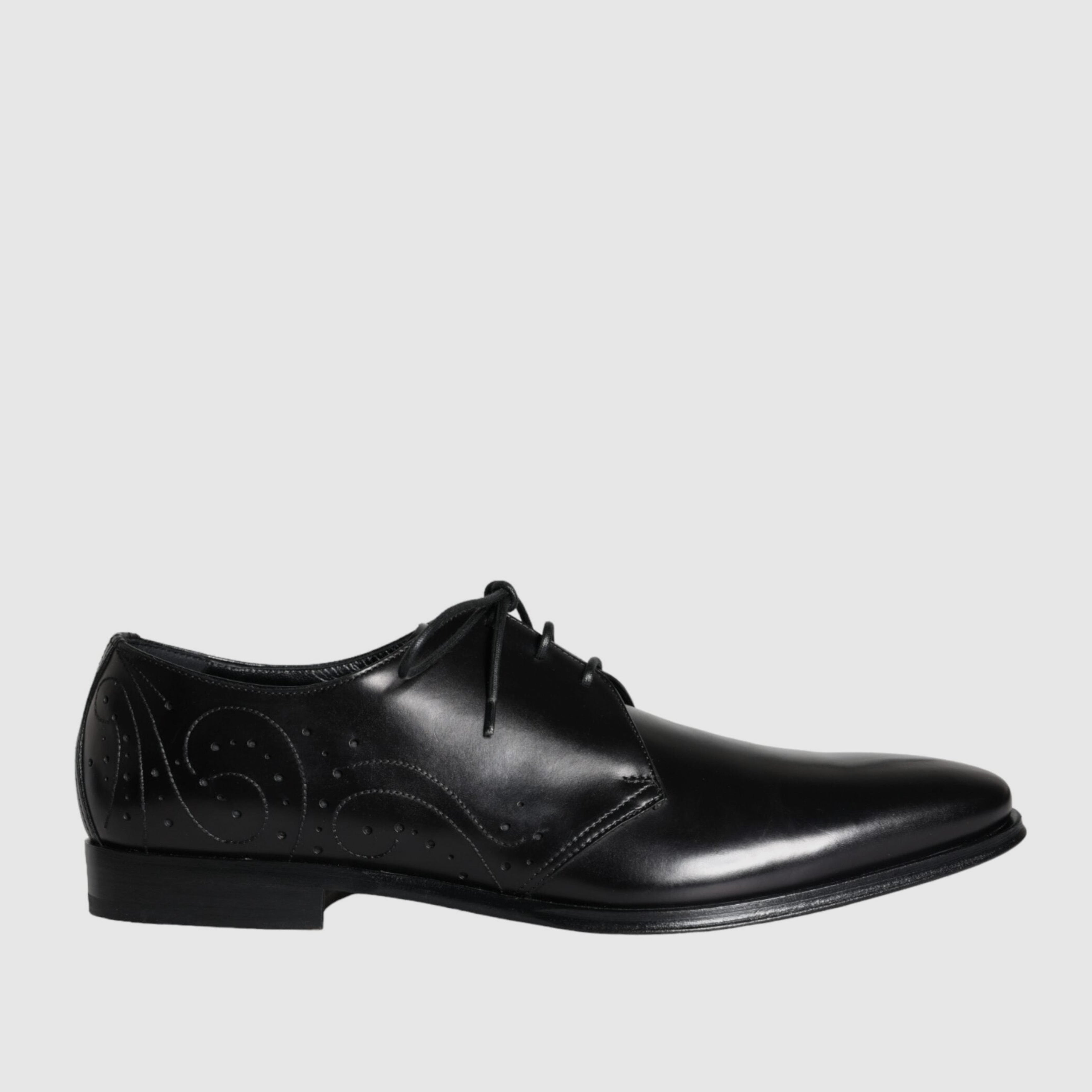 Dolce & Gabbana Black Calfskin Leather Derby Men Dress Shoes