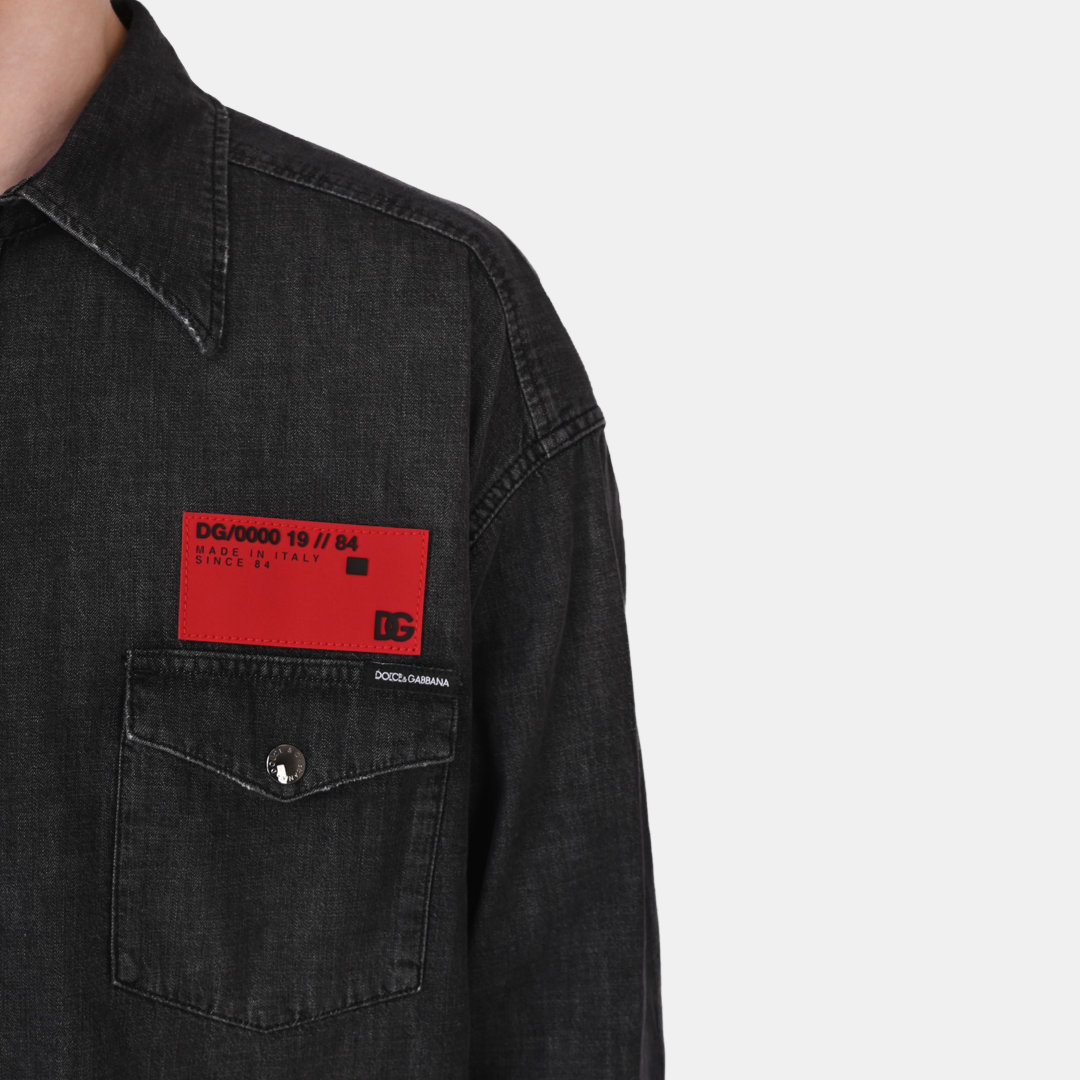 Мъжка черна дънкова риза Dolce & Gabbana Men Denim Shirt